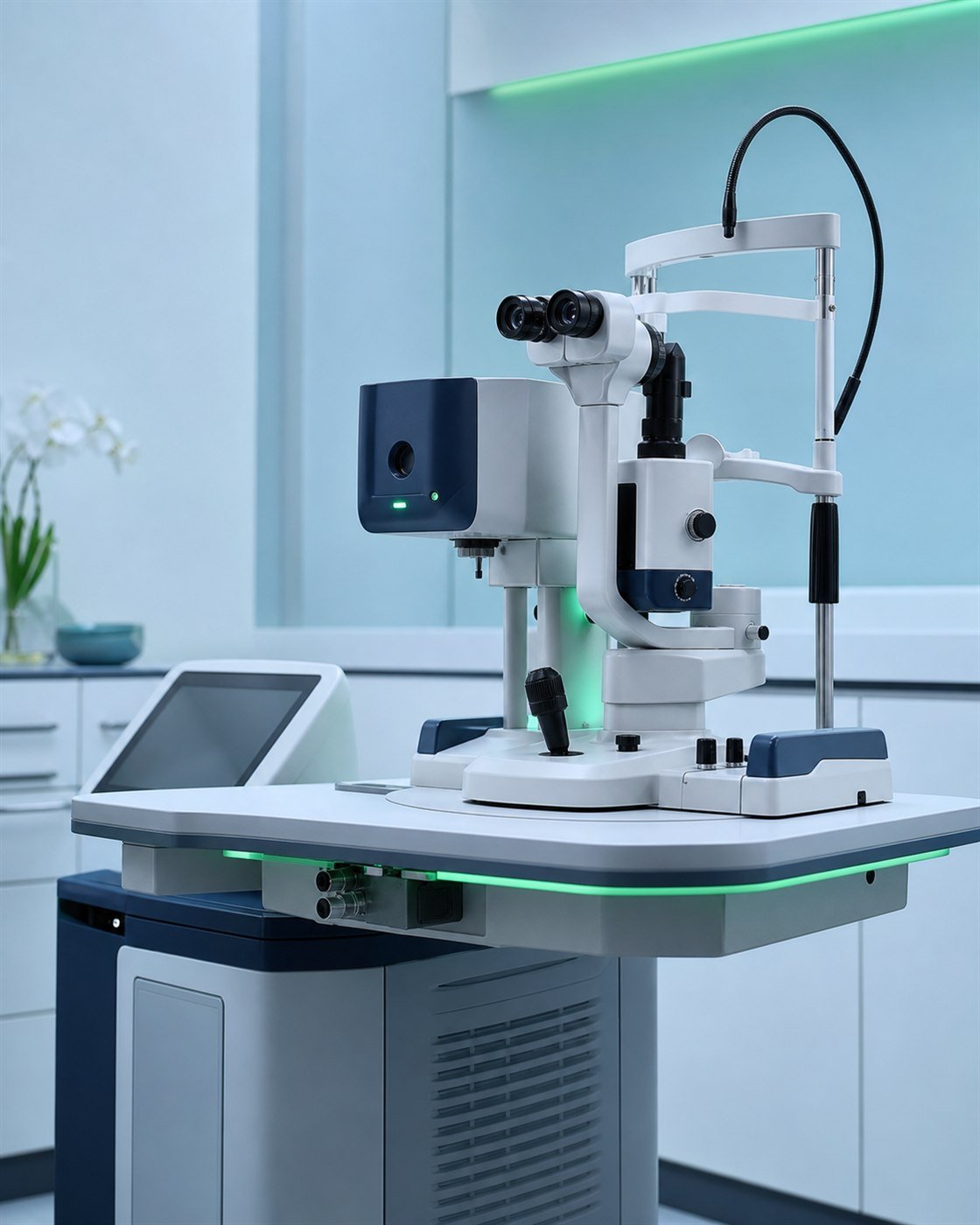 Imagem ilustrativa de equipamento para fotocoagulação a laser da retina